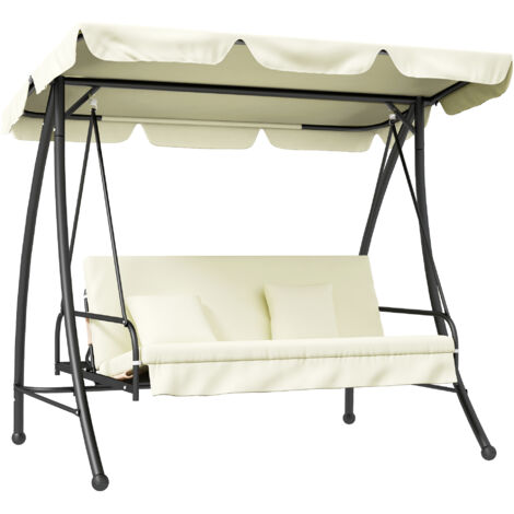 AS EASY Balancelle Hollywood 2 en 1 avec fonction inclinable, balancelle de jardin 3 places avec pare-soleil réglable, capacité de charge jusqu'à 240 kg, chaise longue pour jardin et terrasse, 200 x 1 (1/5)