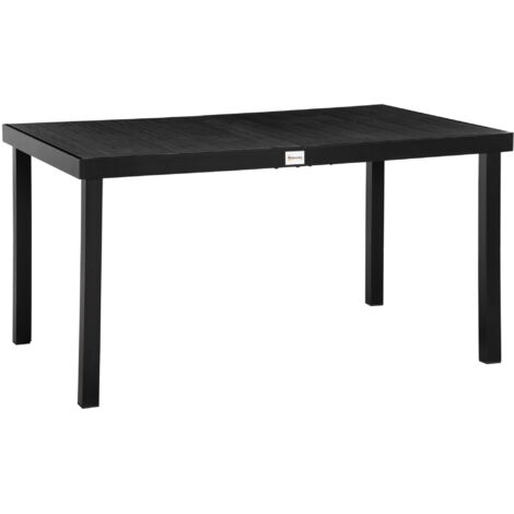 AS EASY Table de jardin Outsunny pour 6 personnes, table à manger en aluminium et plastique noir faciles d'entretien, 140 x 90 x 74 cm, pour terrasse et jardin. (1/5)