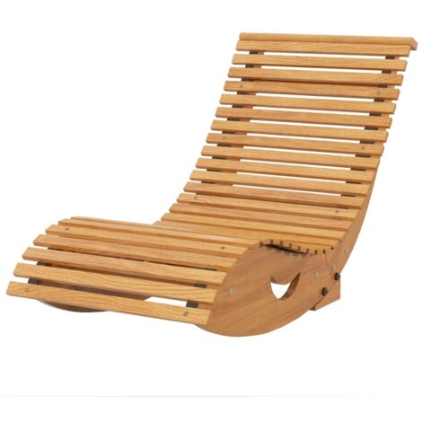 AS EASY Fauteuil à bascule d'extérieur, dossier haut, base réglable, bois de pin, 130 x 60 x 60 cm, marron clair (1/5)