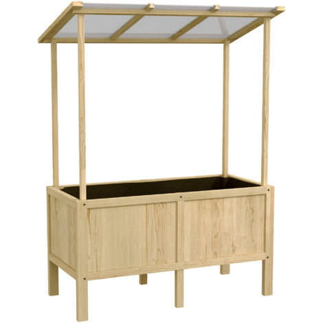 AS EASY Jardinière surélevée en bois avec couvercle, 110 x 60 x 152 cm, doublée de polaire, finition naturelle. (1/5)