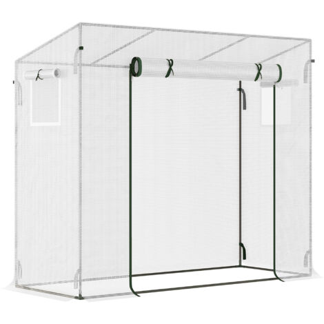 AS EASY Serre de jardin en aluminium de 200 x 68 x 196 cm avec porte enroulable et fenêtre latérale, résistante au vent, en acier et polyéthylène, idéale pour les plantes de jardin. (1/5)