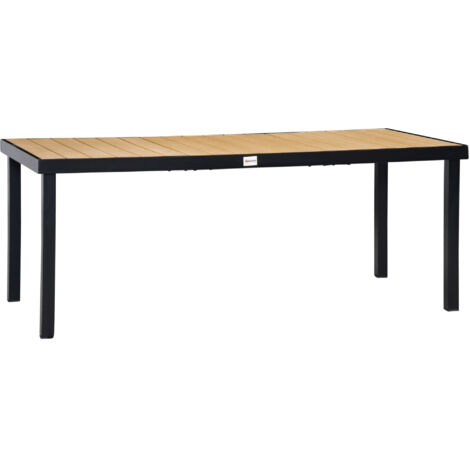 AS EASY Table de jardin pour 8 personnes, table à manger, table en aluminium 190 x 90 x 74 cm, facile d'entretien, plastique, naturel et noir, mobilier de jardin et de salon (1/5)