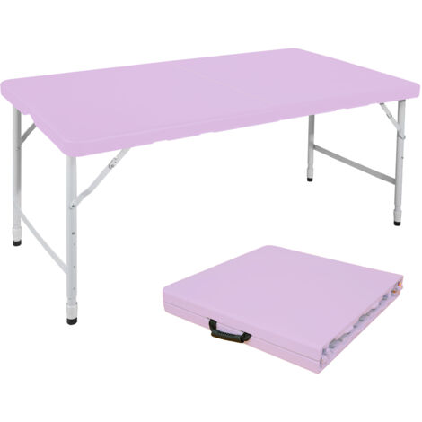 AS EASY Table pliante portable robuste de 125 cm avec poignée, hauteur réglable, multifonctionnelle, idéale pour le camping, les pique-niques et les fêtes en intérieur/extérieur, capacité de charge 13
