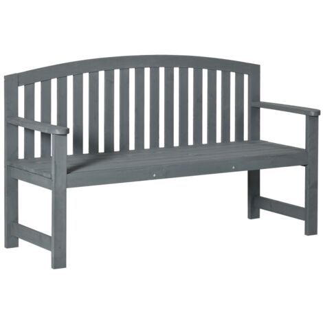 AS EASY Banc de jardin 2 places en bois, résistant aux intempéries, avec dossier, charge maximale 240 kg, 143 x 51 x 85 cm, gris (1/5)