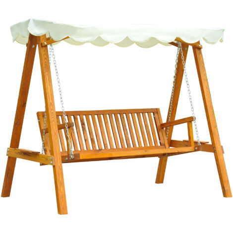 AS EASY Balancelle de jardin Outsunny Hollywood Swing 3 places en bois de mélèze, résistante aux intempéries et stable pour jardin et terrasse. (1/5)