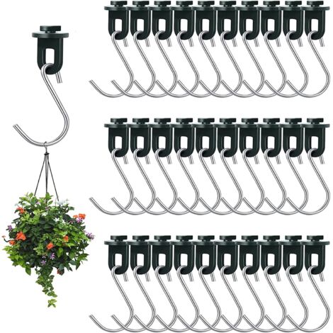 Lot de 60 Attaches de Serre en Plastique Vert – 30 Pinces + 30 Crochets en S en Acier Inoxydable – pour Suspendre les Plantes (1/5)