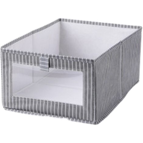 Grande boîte de rangement ouverte, rayures verticales blanches, pliable, boîte de rangement style dessin animé, grande capacité, gris uni, grande taille. (1/4)