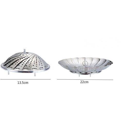 Panier vapeur pliable en acier inoxydable, panier de rangement multifonctionnel prêt à l'emploi, égouttoir télescopique en forme de lotus (petite version renforcée) (1/4)