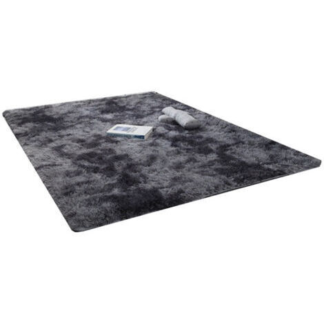 Tapis en Peluche à Effet Dégrader - Coussin Salon et Chambre Lavable - Gris Foncé 50x160 cm (1/3)