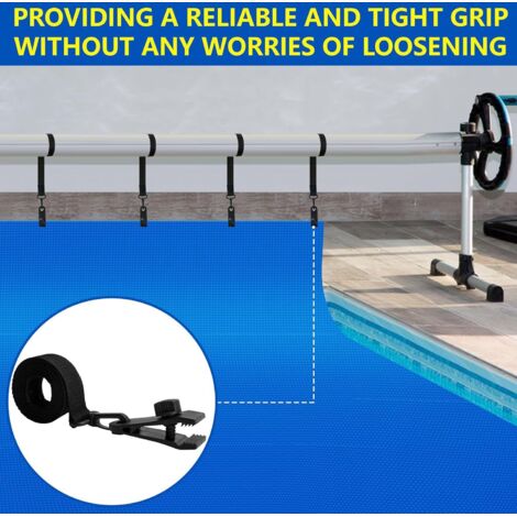 Accessoires de fixation pour couverture solaire de piscine – Rouleau et clips inclus (1/4)
