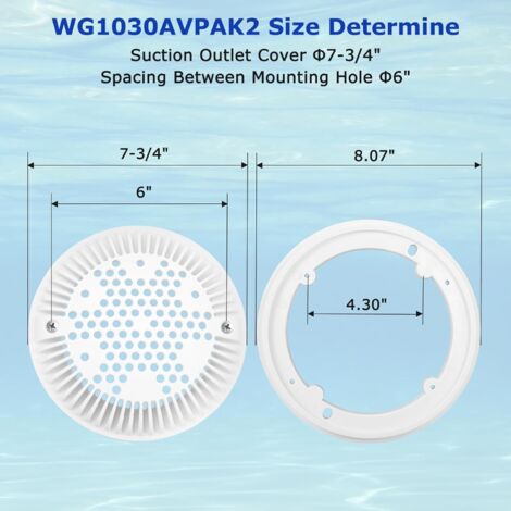 Grille de Drain de Piscine Hayward SP1030 – Cadre et Grille Ronds de 8 Pouces