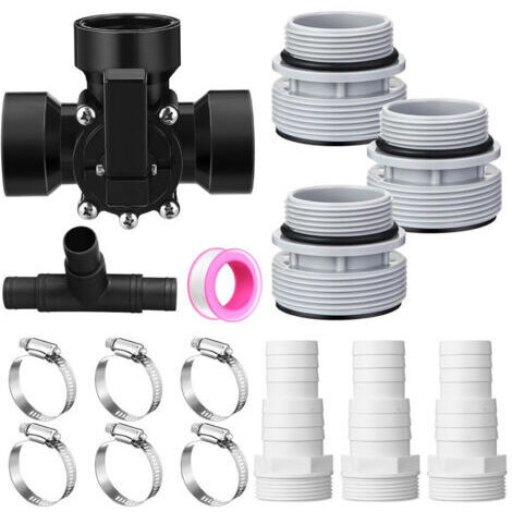 Kit de Valve à Trois Voies Universelle 1,5" – Inclut Adaptateurs et Colliers de Tuyau – pour Filtre et Système de Piscine (1/5)