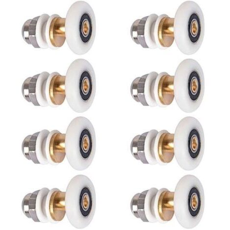 Roulette de Porte de Douche, Roulette Porte Coulissante Douche de Remplacement pour Rouleau kit ,Convient pour épaisseur de verre 4 - 6mm,8 Pièces,(27mm)