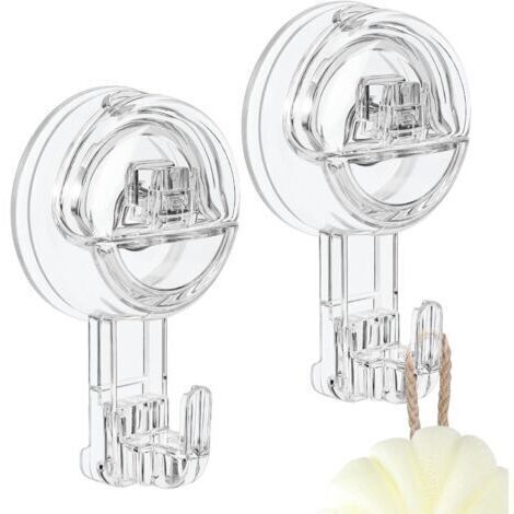 Ganchos con ventosa – 2 unidades – transparentes – desmontables – extra resistentes – 3 kg – sin clavos – para baño – cocina – ventana – albornoz (1/5)