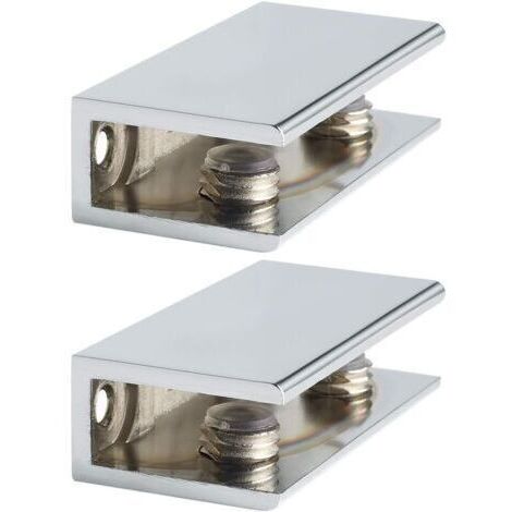 Soporte rectangular ajustable sin marco para estantes, 2 unidades, abrazadera resistente para estantes de vidrio, cromo pulido (1/5)