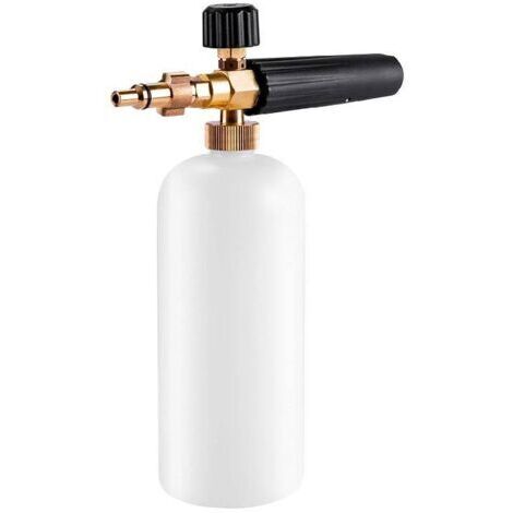 Depósito de espuma compatible con pistolas de espuma para hidrolimpiadoras Lavor/Parkside/Spear y Jackson, piezas de latón, concentración y alcance ajustables, 1 litro (1/5)