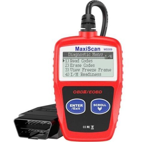 1 escáner CAN OBDII MS309 OBD2, herramienta de diagnóstico para la luz de verificación del motor (roja), de DEBUNS (1/5)