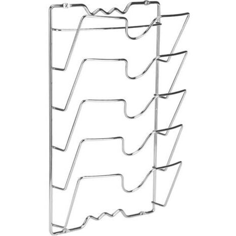 Organizador de tapas vertical de metal, de pared, con 5 compartimentos, ideal para guardar tapas de ollas en armario o pared, 40,7 x 25,7 x 7,5 cm, de DEBUNS