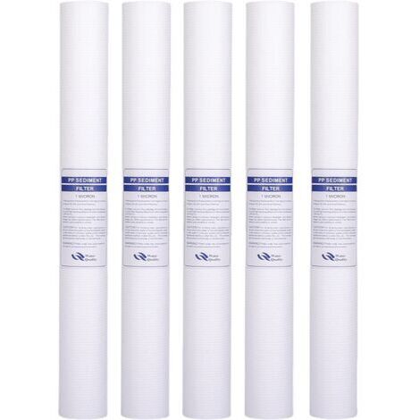 Cartucho de filtro de sedimentos de polipropileno para sistemas de filtración de agua para toda la casa - 4,5 x 20 pulgadas - 1 micrón (1/4)