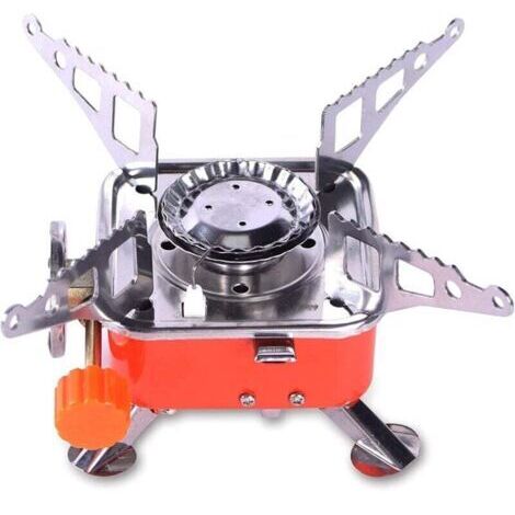 Estufa de gas, quemador ligero de butano, estufa de gas plegable para acampar, encendido electrónico para senderismo, mochilerismo, caza y cocina. Mini estufa con quemador pequeño. (1/5)