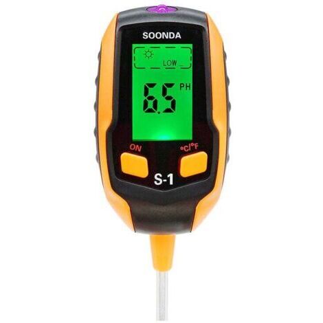 Medidor de pH de suelo, comprobador digital 4 en 1, medidor de humedad, luz, pH y temperatura, kit de herramientas de jardinería para el cuidado de las plantas. (1/5)