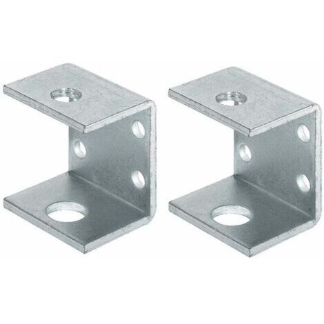 2x soportes de fijación dobles 30x40 estante de acero atornillados rosca M10 placa de pared de metal soporte mueble cama mesa estante gabinete (1/4)