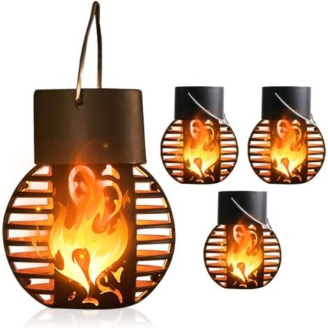 Lampe Flamme Solaire,Lanterne Solaire Extérieure,Lanterne solaire exterieur jardin,Lumière Solaire Flamme,Lanternes d'extérieur(4PCS) (1/5)