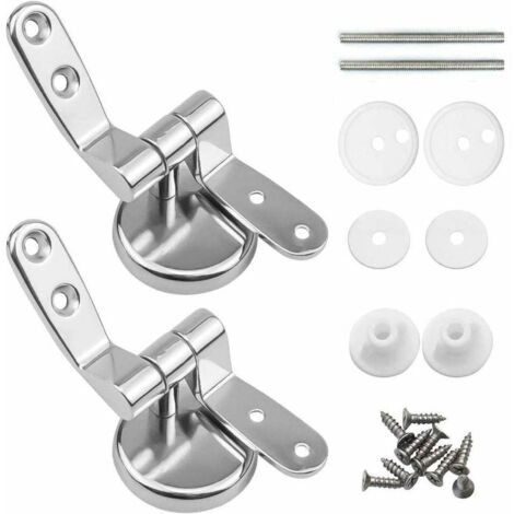 FOREHILL Attaches Charnière Abattant WC, Lot de 2 Charnières de Rechange pour Lunette de Toilette avec Fixations en Alliage de Zinc (1/5)