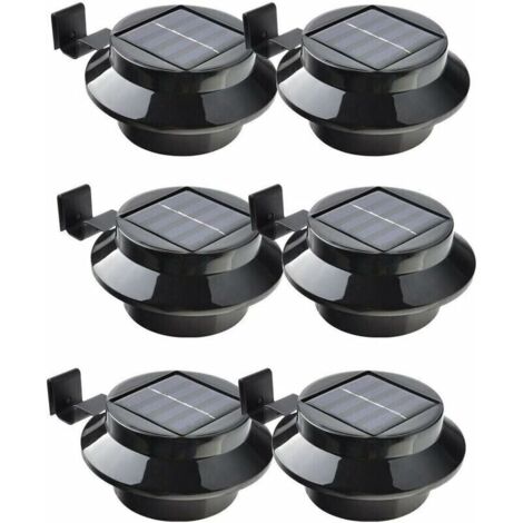 Lot de 6 lampes LED à énergie solaire pour gouttière, clôture, toit, gouttière, jardin, cour, mur, noir (1/4)