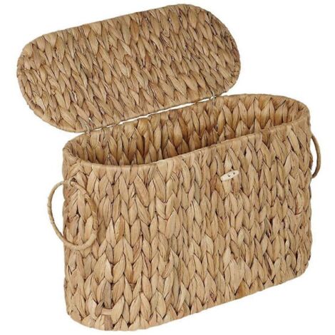 Panier de rangement pour papier toilette, porte-papier toilette fin en jacinthe d'eau avec couvercle - Peut contenir jusqu'à 6 rouleaux