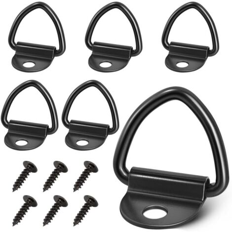 Lot de 6 Anneaux en V, Anneaux de Construction, Heavy Duty 85 x 63 mm, Anneau de Montage en V, avec Accessoires de vis M6 de 5 mm, avec Charge de 400 kg pour remorques, camions, Load Securing (1/5)