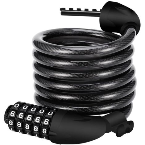 Antivol Velo,Cadenas de velos Long 120cm x 12mm,Câble Antivol pour Vélo Scooter Motos Portail Vélo avec 5 Chiffres Intelligente Code et Vélo Poussette,Verrouillage à Vélo Antivol (1/5)