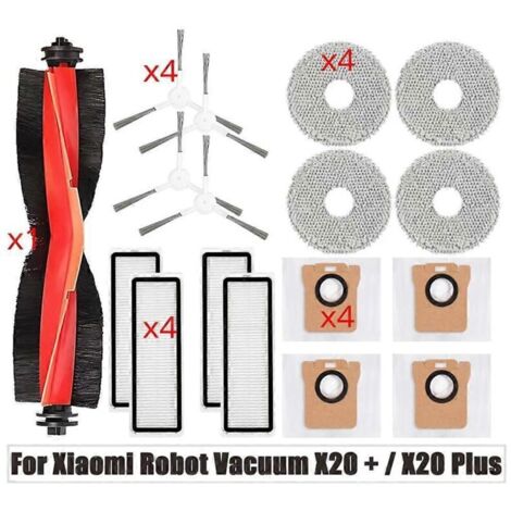 Accessoires de rechange pour aspirateur robot Xiaomi X20+/X20Plus : filtre de brosse principale, sac à poussière et serpillière. (1/5)