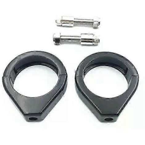 Lot de 2 supports de clignotants de 49 mm pour moto, fixation par colliers de déport de fourche avant, chromés/noirs, compatibles Harley Dyna, Softai et FXDB XL. (1/5)
