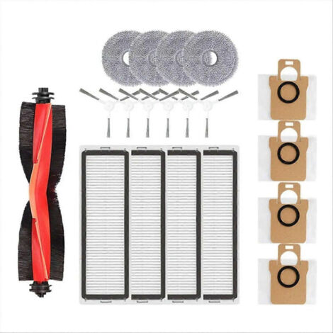 Accessoires pour aspirateur robot Xiaomi X20+ / X20 Plus : brosse rotative principale, brosse latérale, chiffon de nettoyage, sac à poussière, pièces de rechange d'origine. (1/5)