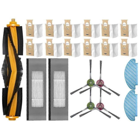 Accessoires pour aspirateur robot Ecovacs DEEBOT N10 et N10 PLUS : brosse principale, filtre HEPA, chiffon de nettoyage, sac à poussière (1/5)
