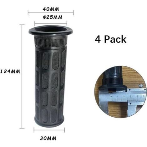 4 Poignées De Brouette En Caoutchouc PVC – Antidérapantes, Ergonomiques, Ø25 Mm – Pour Chariot, Vélo, Moto, Fauteuil Roulant, Tondeuse – Noir, 124 X 40 Mm