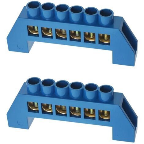2pcs Borniers de Pont à 6 trous Bornier en Cuivre Bande de Connecteur Bornier d'équipement Électrique pour Distribution d'énergie Domestique Industrielle Remplacement (1/5)