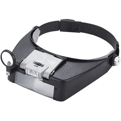 Bandeau Loupe Horloger Mains Libres Loupe avec Lumière Casque Loupe Grossissante avec LED Lumière, pour Horloger, Bijoutier, Lecture (1/4)