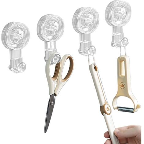 Lot De 4 Crochet Ventouse, Sans Clous Porte Serviette Ventouse, Amovibles, Sans Perçage, Réutilisable, Multifonctions, Transparent Plastique Crochet pour Douche Salle de Bain Cuisine Miroir (1/5)