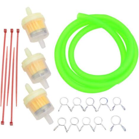 Tuyau d'essence vert GOOFIT avec filtre à clipser : longueur totale 100 cm, diamètre extérieur 8 mm, épaisseur intérieure 4 mm (1/5)