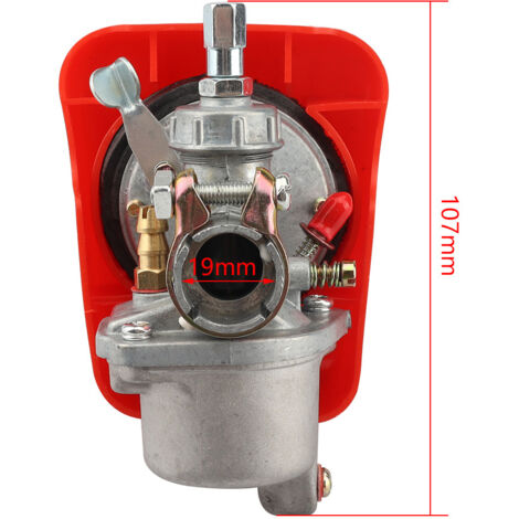 Accessoires pour mini-motos, carburateur rouge avec filtre à air, adapté aux motos deux temps de 50cc, 60cc et 80cc. (1/5)