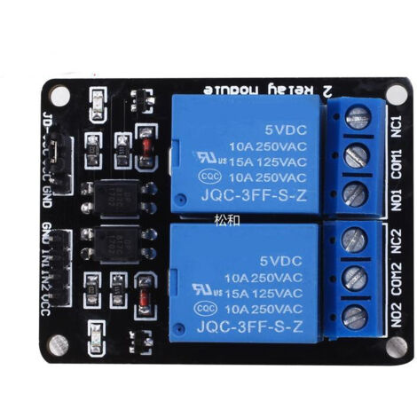 Module relais à 2 canaux (5V, 12V, 24V) avec protection par optocoupleur, carte d'extension de relais, carte de développement de microcontrôleur. (1/2)