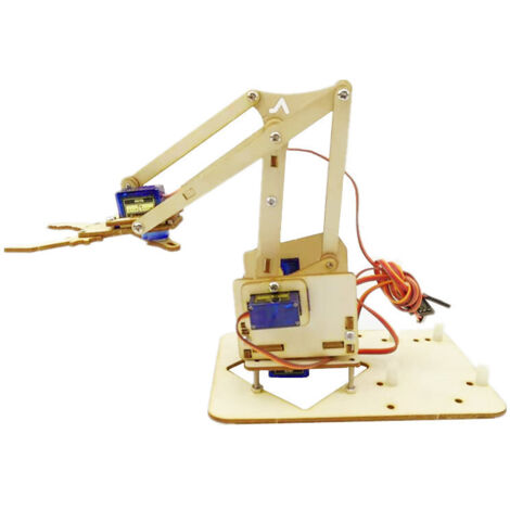 bras robotique servo à 4 degrés de liberté sur planche en bois SG90, pince Raspberry Pi, assemblage de bois (1/3)