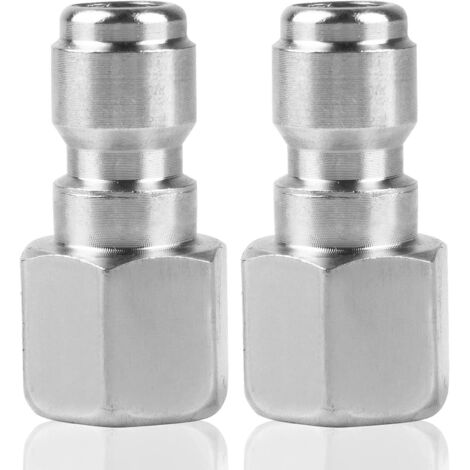 Lot de 2 raccords pour nettoyeur haute pression, filetage interne 1/4", connexion rapide 5000 PSI (1/5)