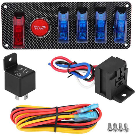 Panneau plastique pour interrupteur d'allumage 12 V, bouton de démarrage moteur de course 6 en 1, kit de modification d'allumage pour voiture (1/5)