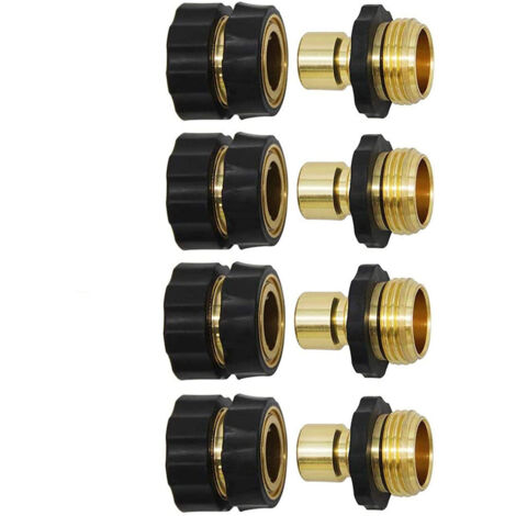 Ensemble de 4 raccords pour tuyau d'arrosage de 3/4 pouce, raccords rapides mâles et femelles. (1/5)