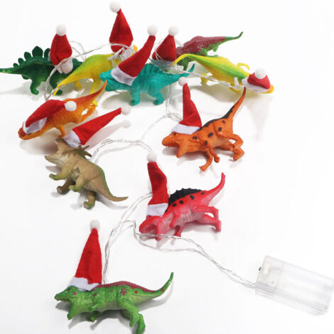 Guirlande lumineuse dinosaure de Noël, guirlande lumineuse pour salle de fête, 1,5 mètre de long, 10 lumières, cadeau pour enfants, guirlande lumineuse de Noël populaire. (1/5)