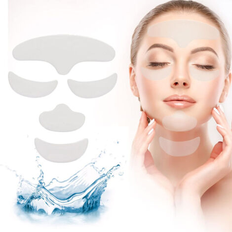 Patchs anti-rides en silicone pour les yeux et le visage, auto-adhésifs, réutilisables, lot de 6, patchs raffermissants pour le cou et les yeux. (1/5)