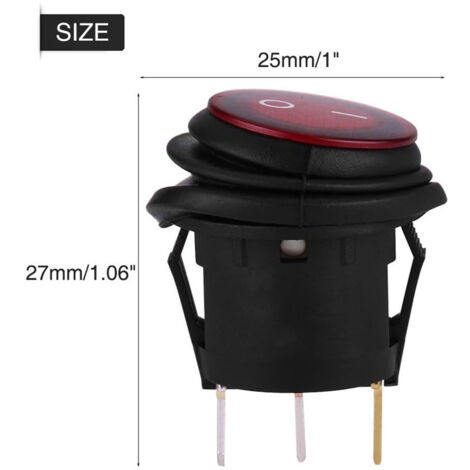 Interrupteur à bascule étanche intégré certifié CQC 6 A/250 V, diamètre 12,55 mm, rond, rouge (1/5)